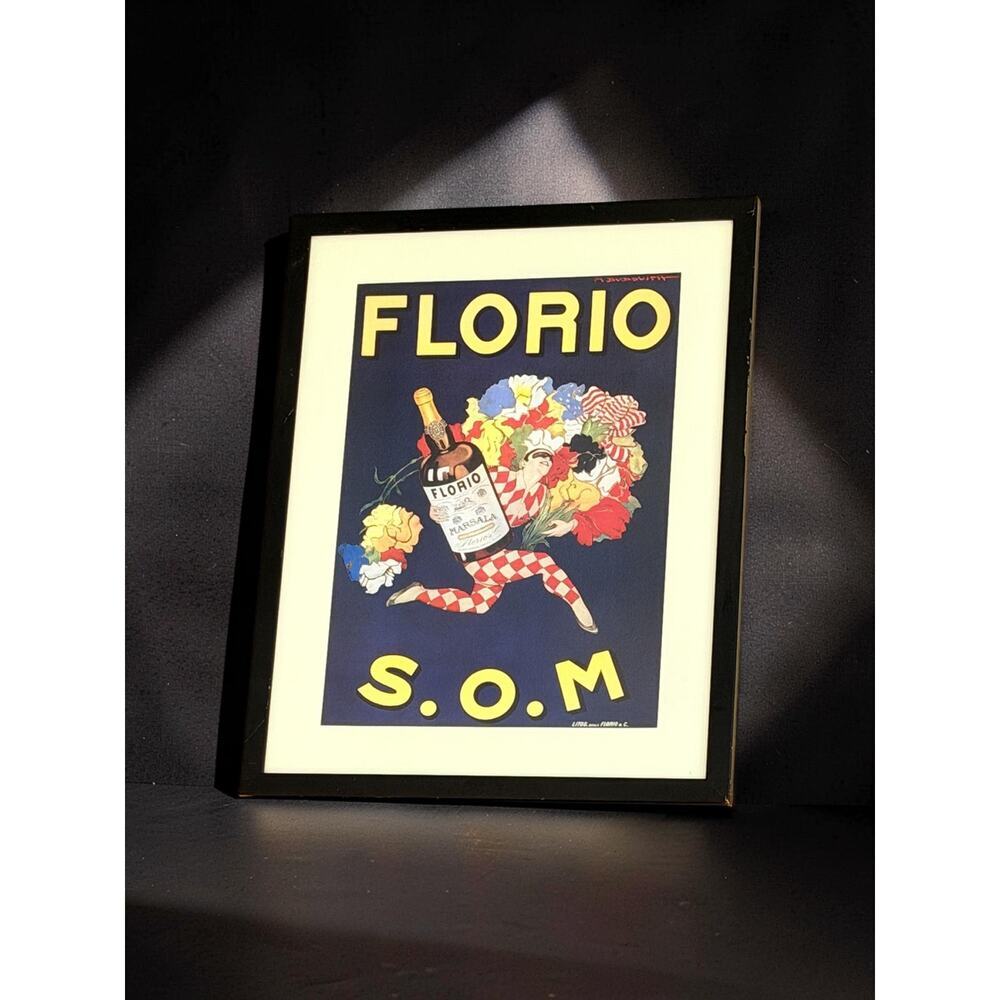 Florio S.O.M. Marsala Framed Poster Print 38.5x30.5 Italian Wine Wall Art